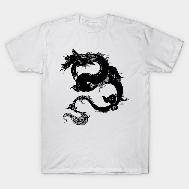 Flying Dragon In Space With Cats Drawing T-Shirt by cellsdividing